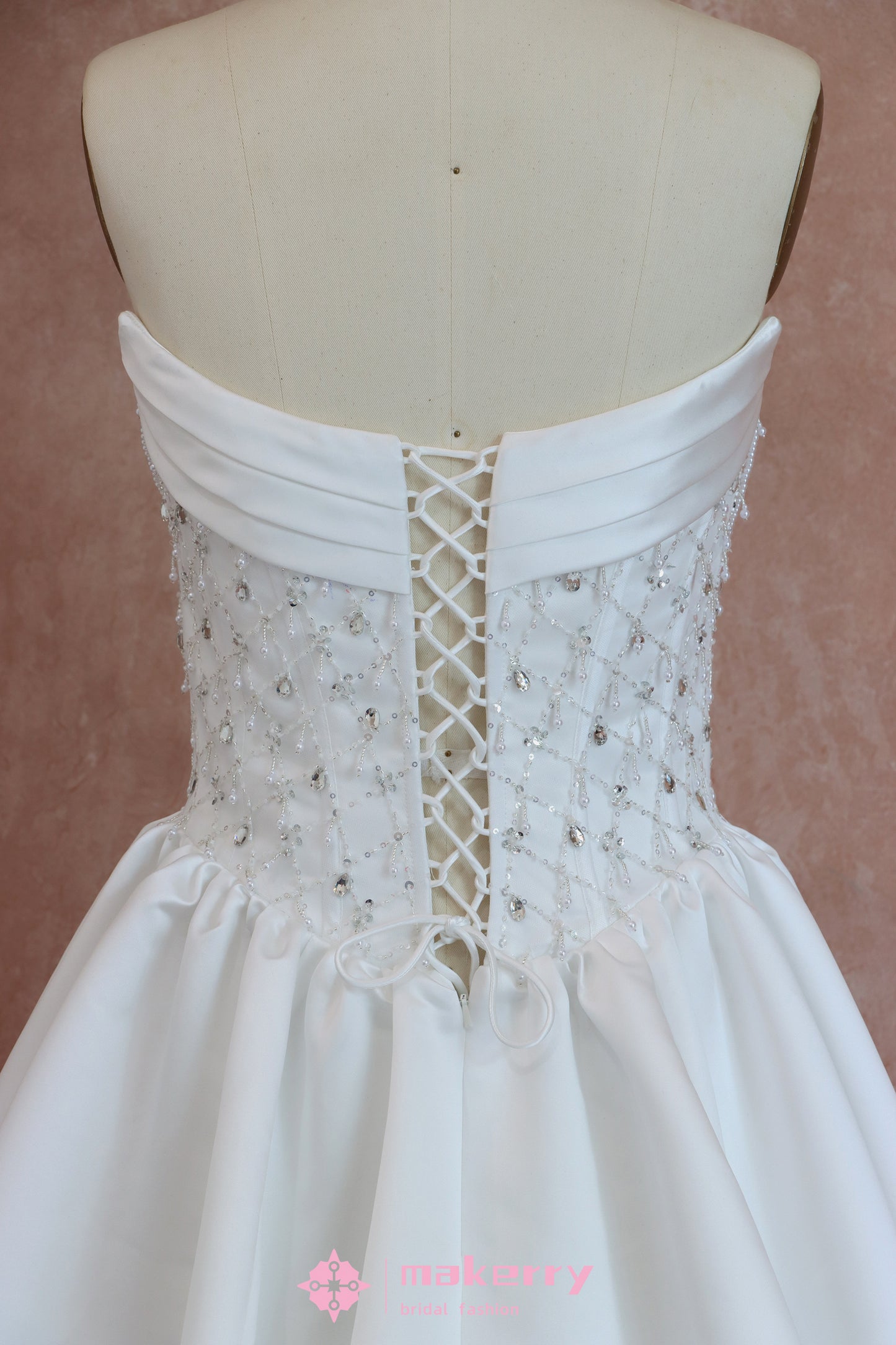 Stunning Duchess Satin Wedding Dresses With Beads