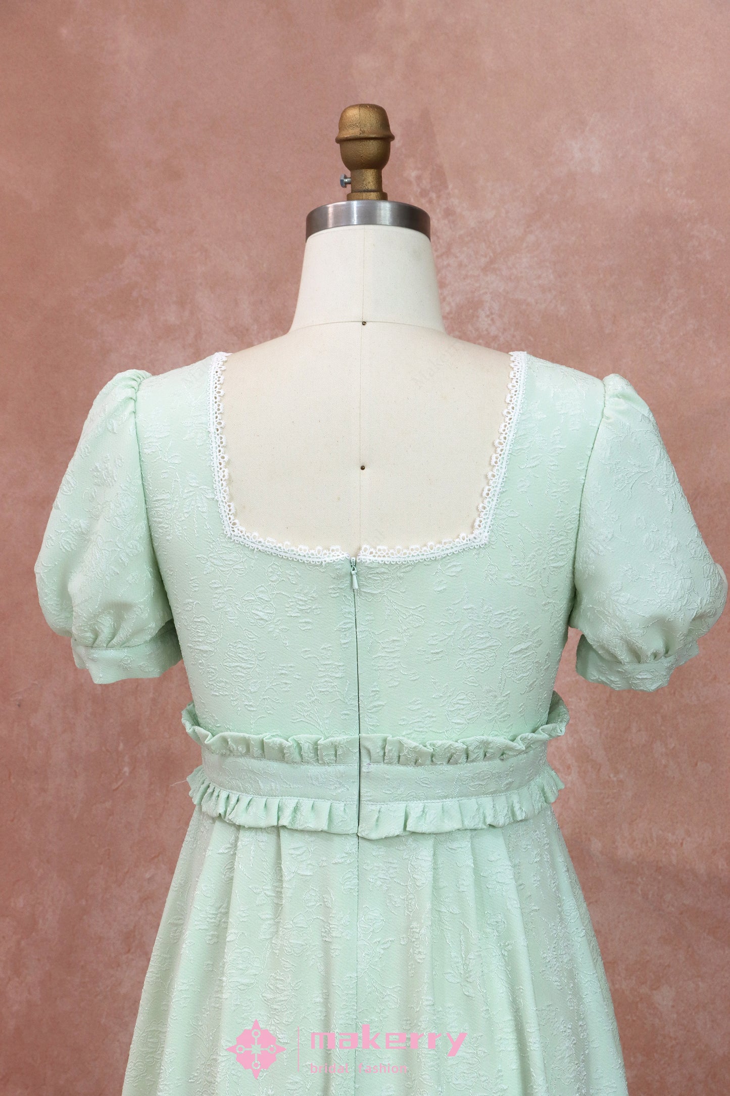 Regency Era Vintage Sage Green Empire Waist Dress