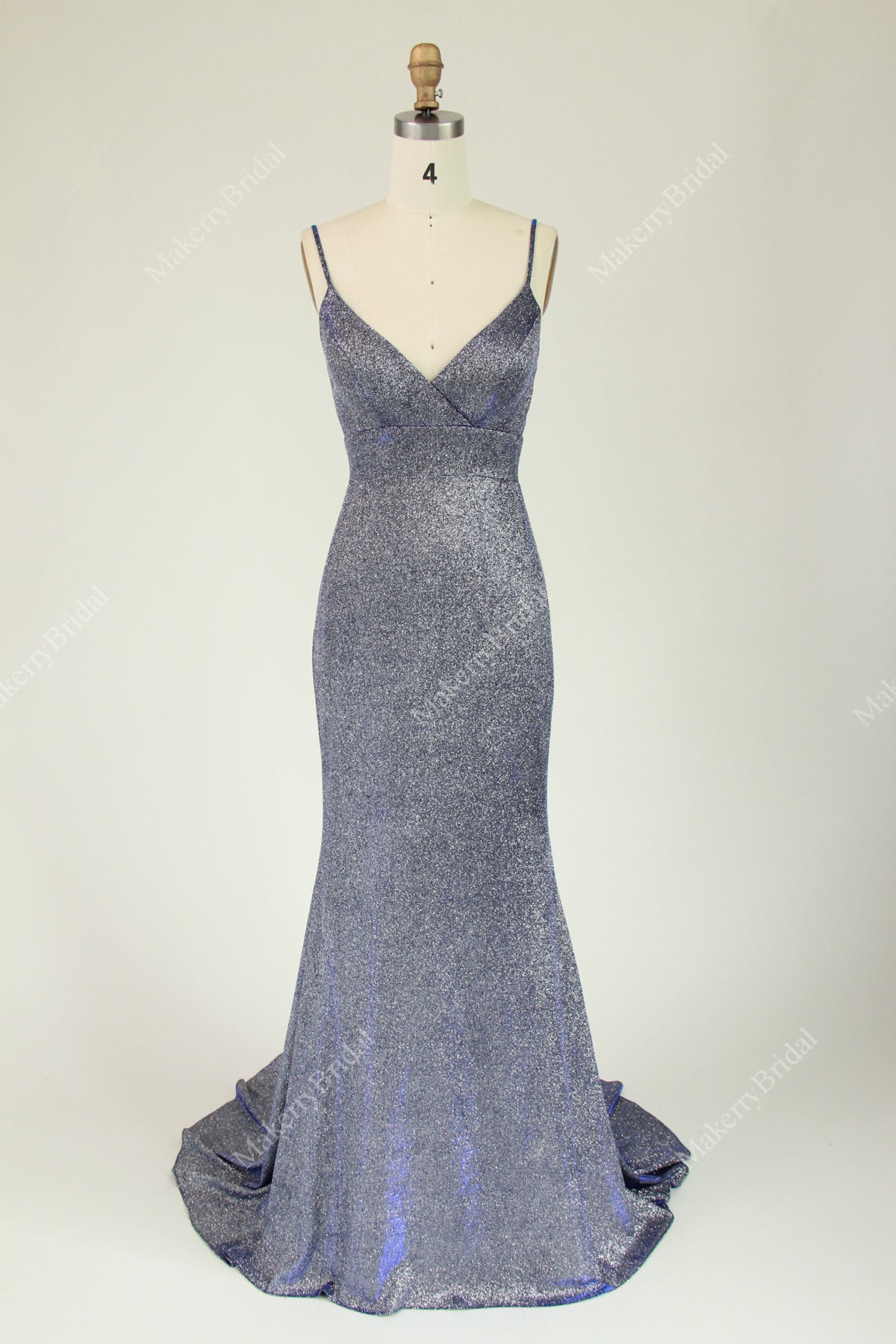 Glitter Deep V-neck Mermaid Bridesmaid Dress MakerryBridal Glitter Deep V-neck Mermaid Bridesmaid Dress MakerryBridal