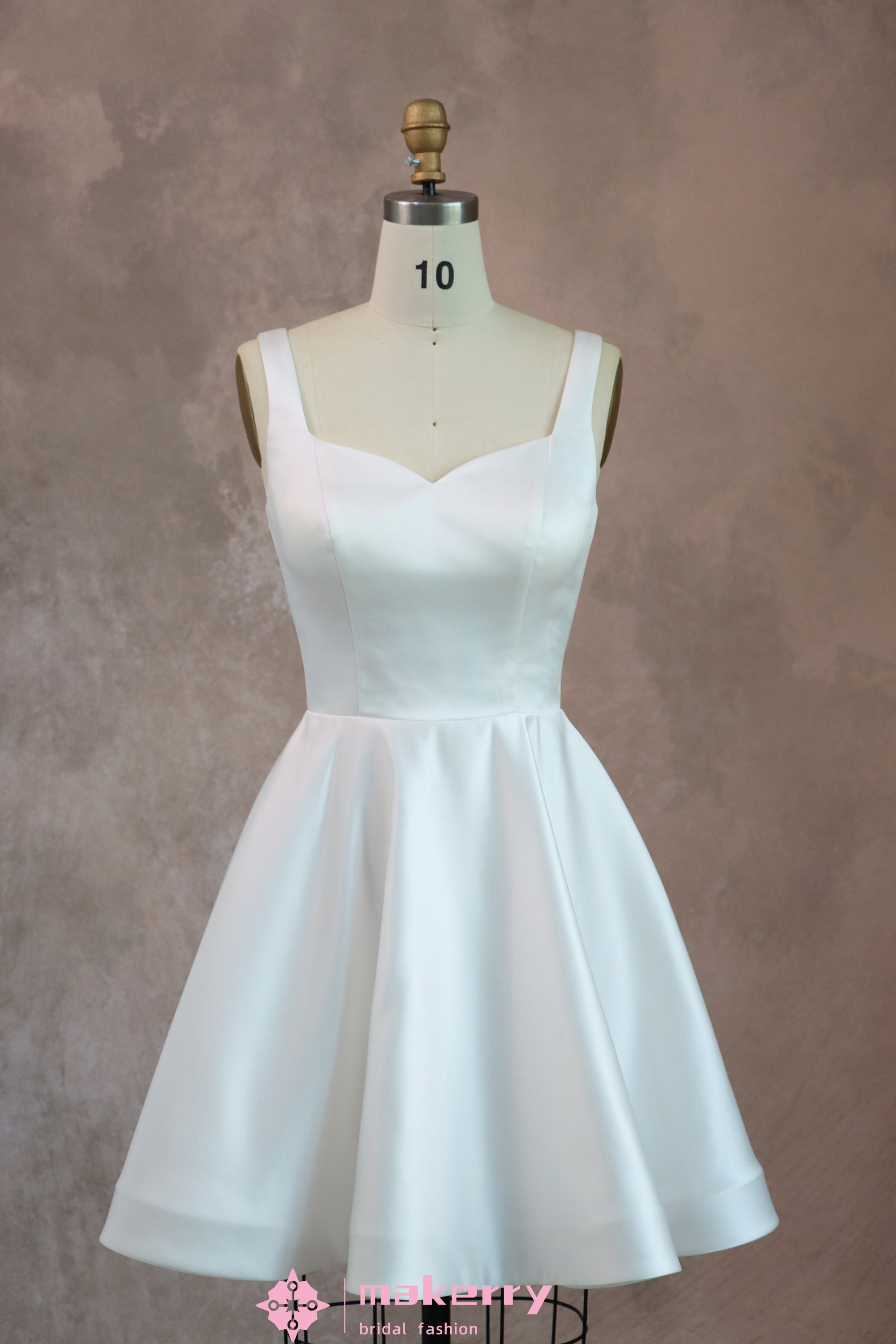 A Line Short Mini Satin Wedding Dress MakerryBridal A Line Short Mini Satin Wedding Dress MakerryBridal