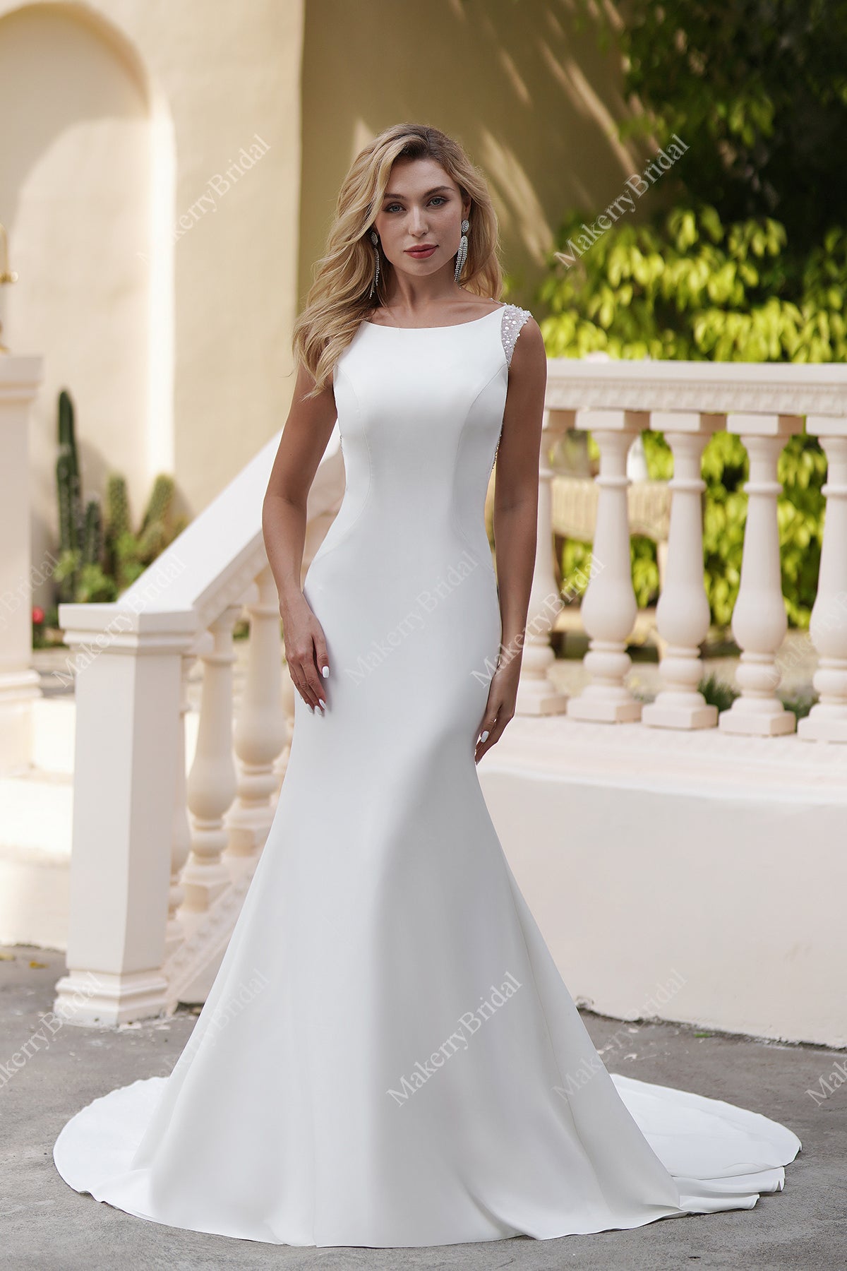 Simple Satin Wedding Dresses With Beaded Backless, 44% OFF