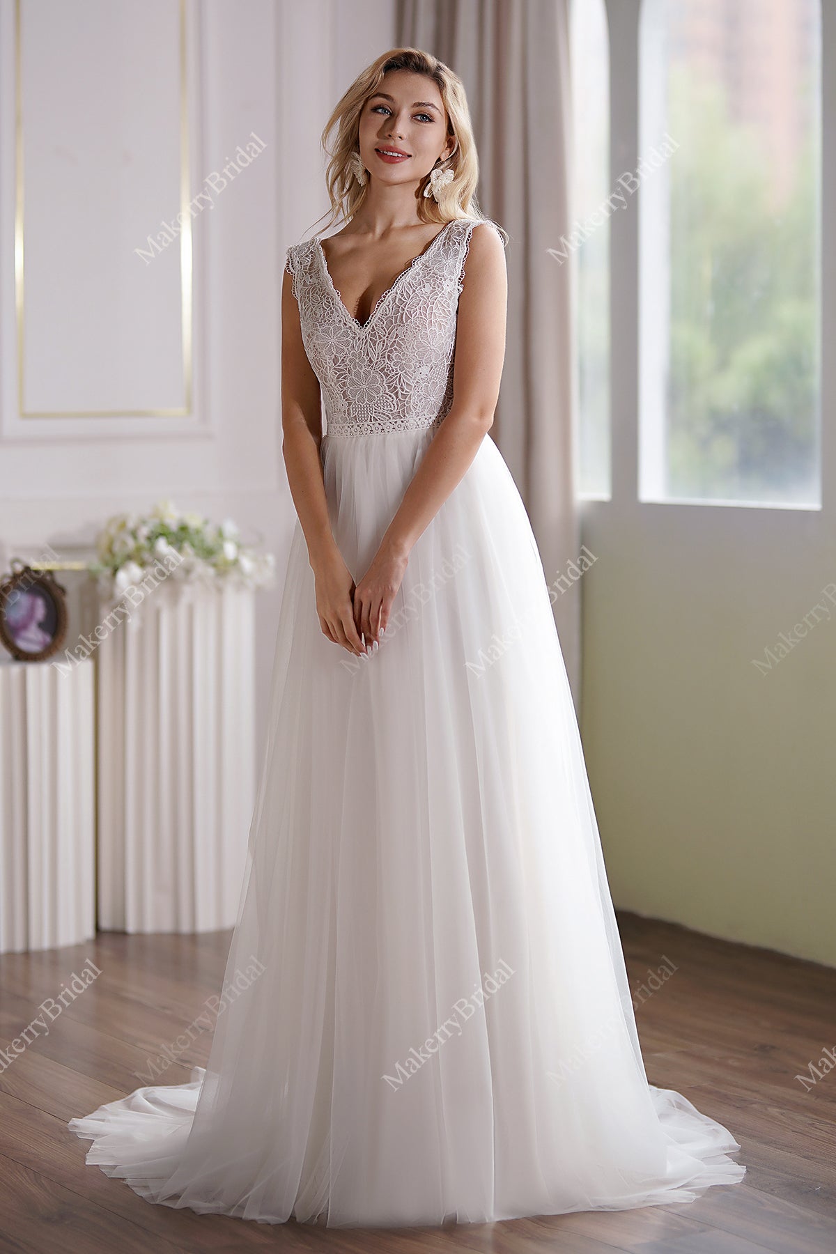 illusion lace back wedding dress New Full Lace Split Wedding Dresses Illusion Back Bridal Gowns with Detachable Satin Skirt
