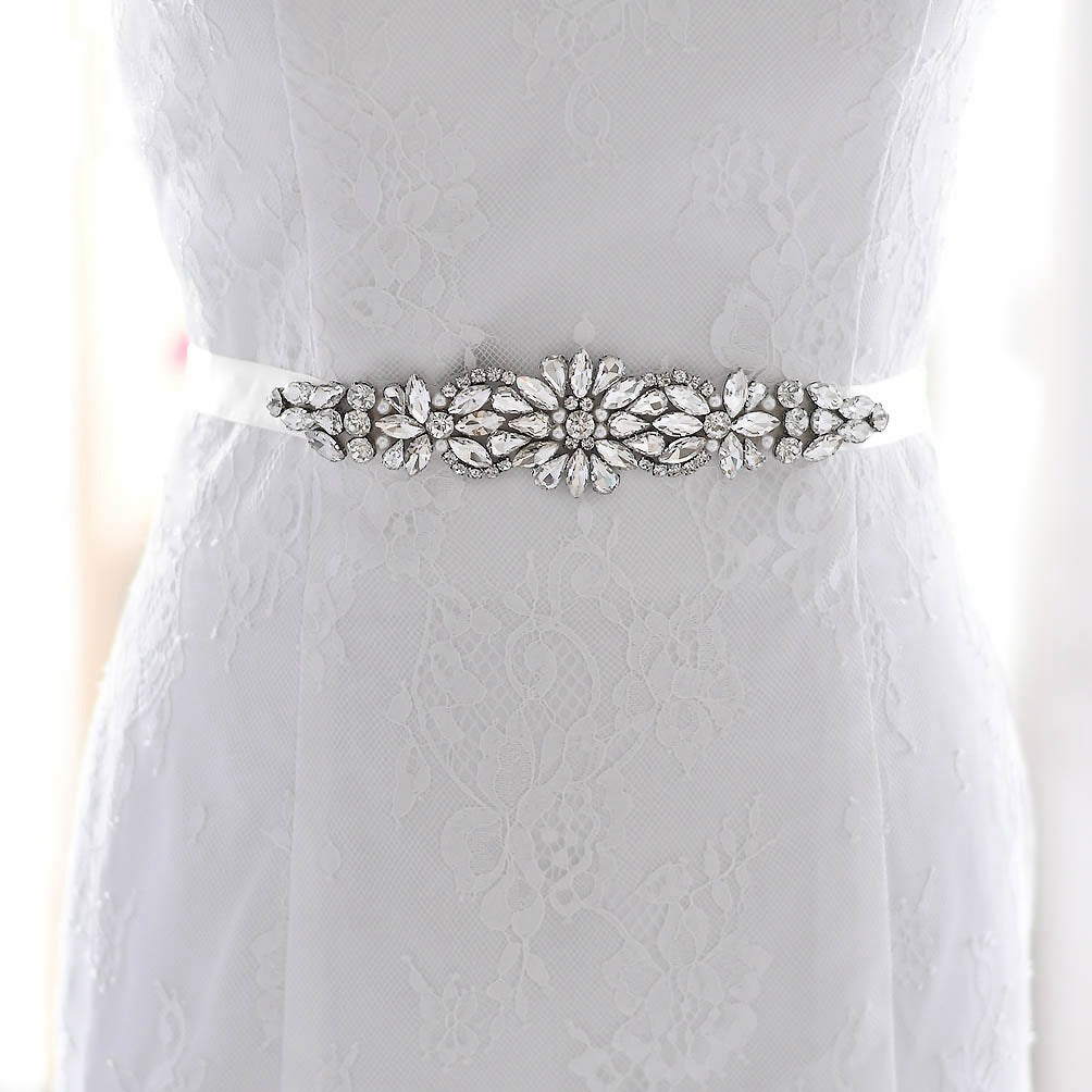 Luxury Sparkly Rhinestones Crystal Applique Wedding Party Dress Belts