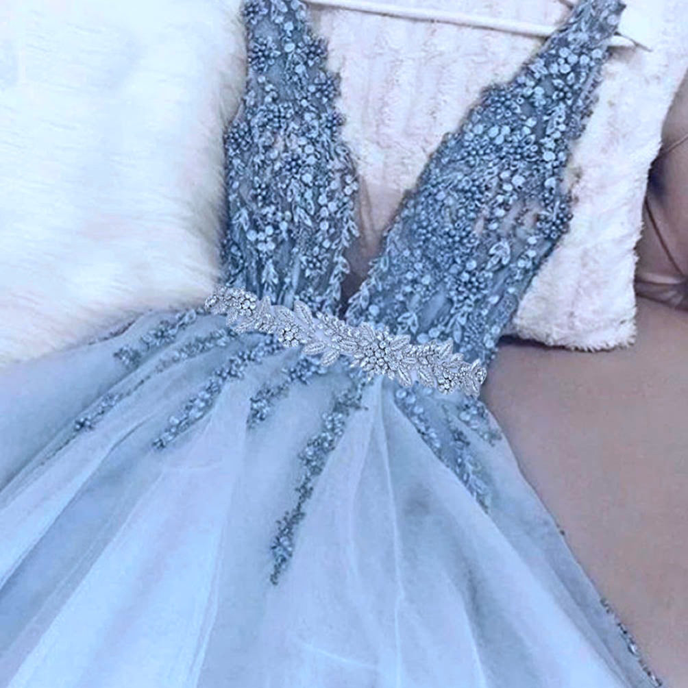 rhinestones silver-plated jewelry line Leaf bridal belt