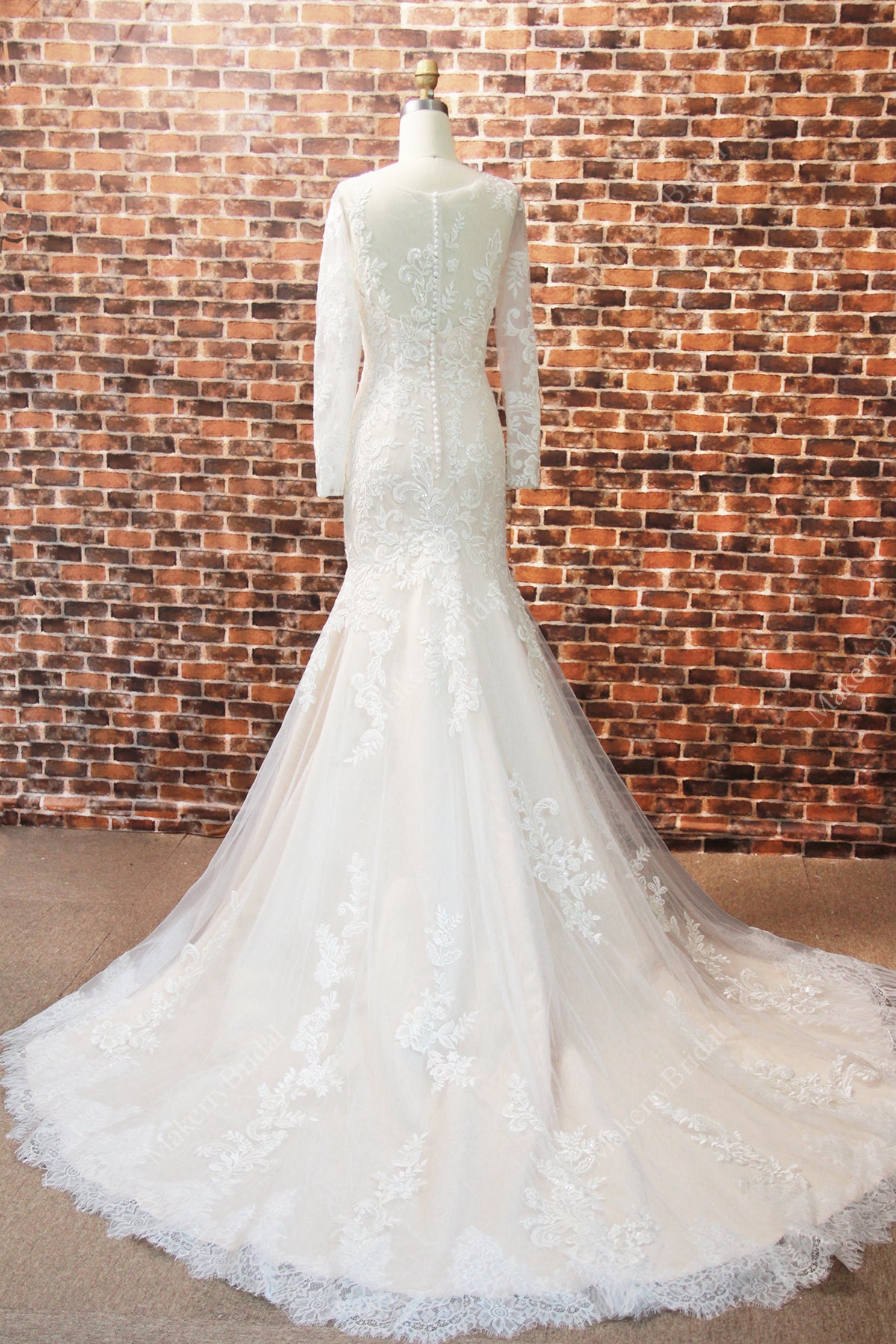 Lace Long Sleeves V-Neck Wedding Dress