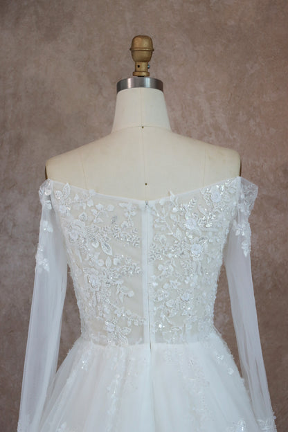 Long Sleeve Wedding Gown With Beaded Lace