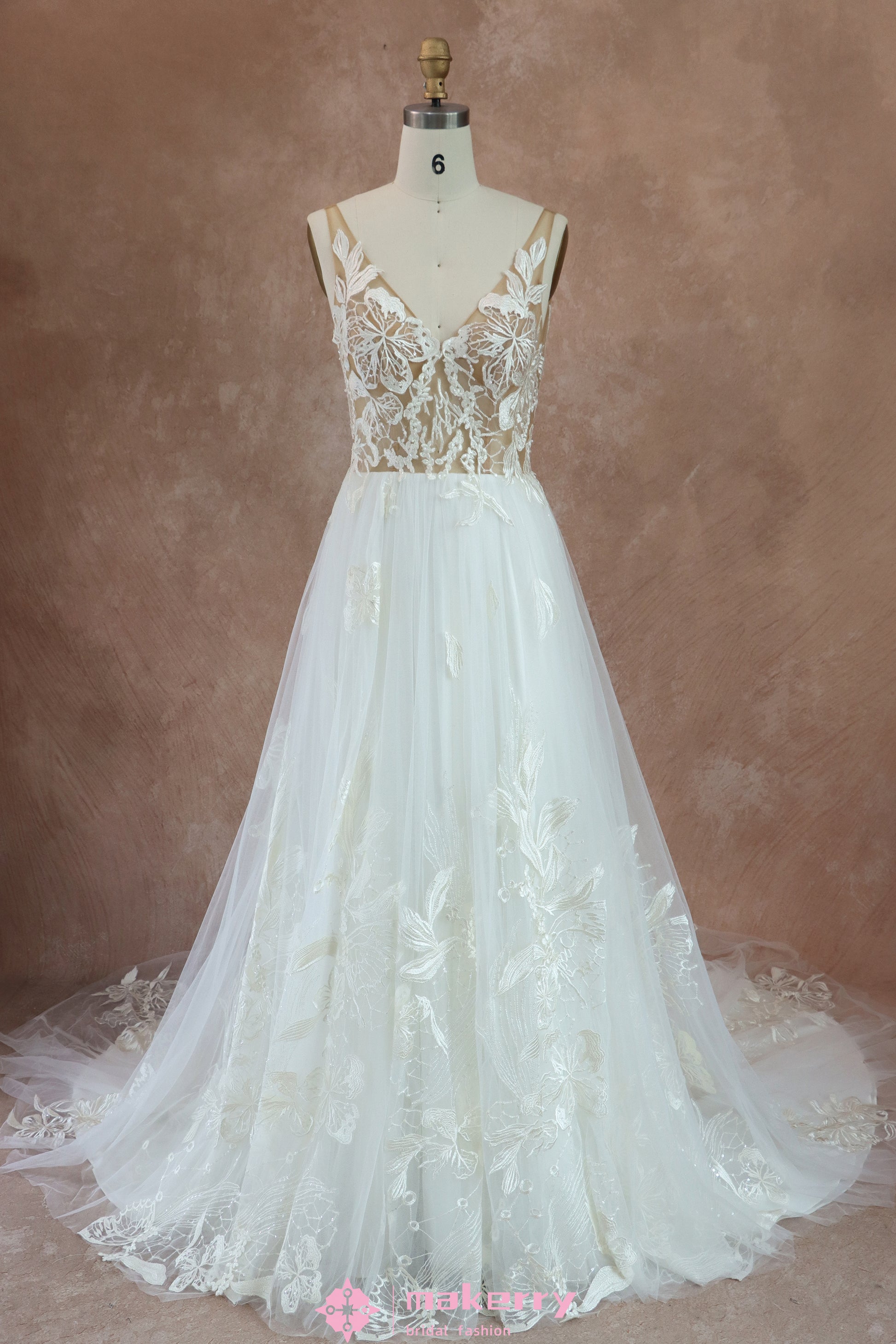Dreamy floral lace Wedding Dress For wholesale MakerryBridal Dreamy floral lace Wedding Dress For wholesale MakerryBridal