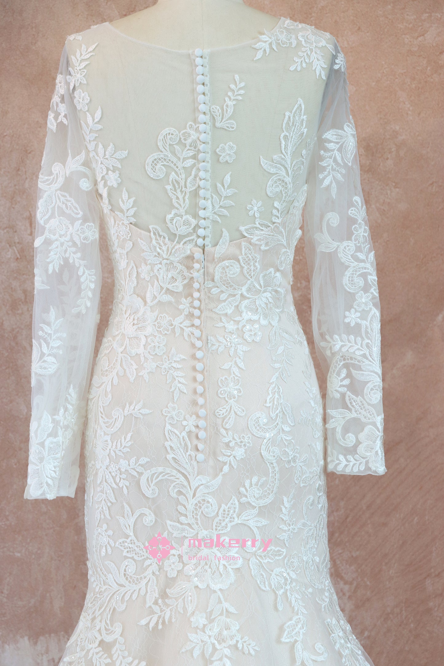 Lace Long Sleeves V-Neck Wedding Dress