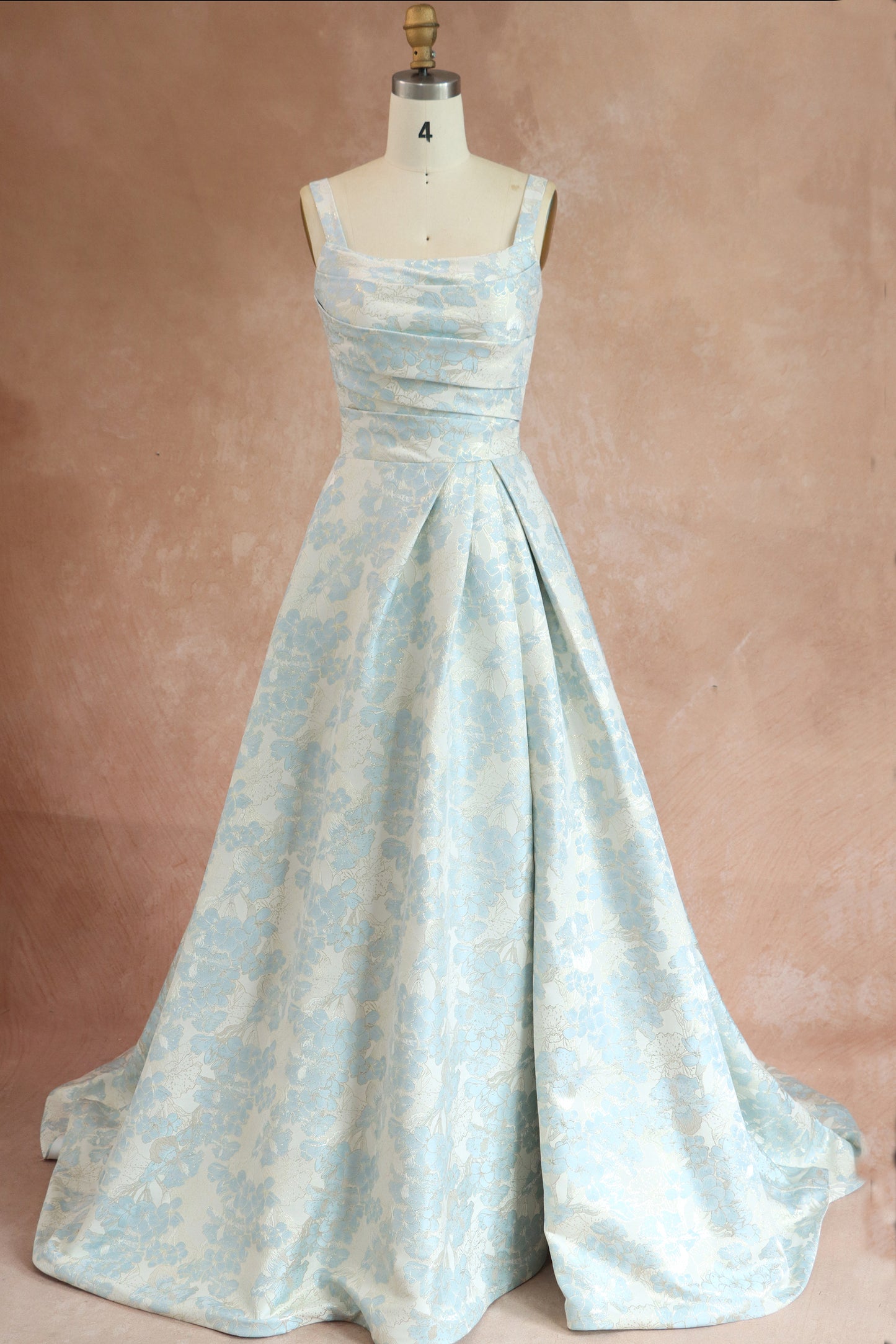 Vintage Mac Duggal Floral Embossed Ball Gown