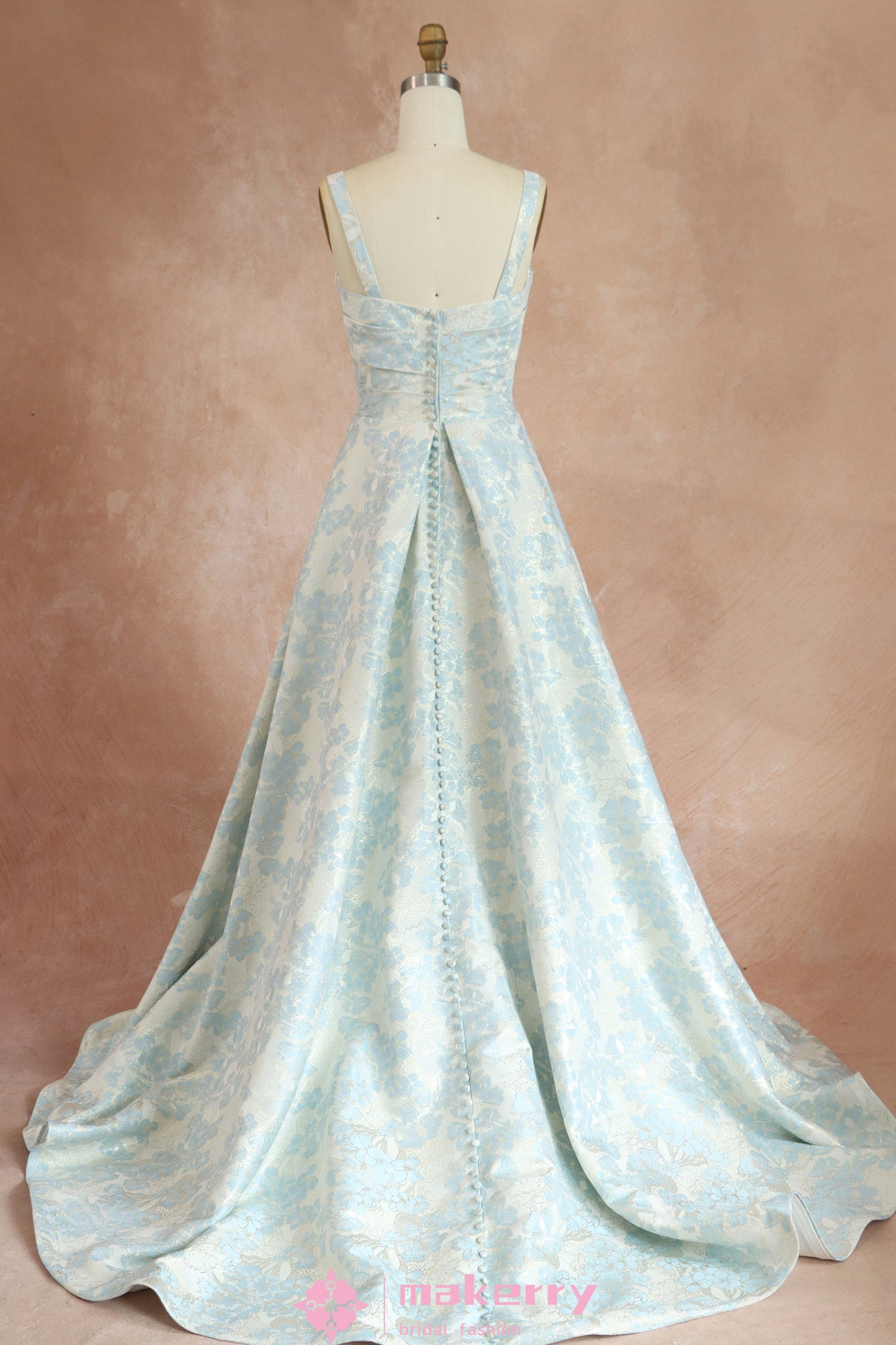 Vintage Mac Duggal Floral Embossed Ball Gown