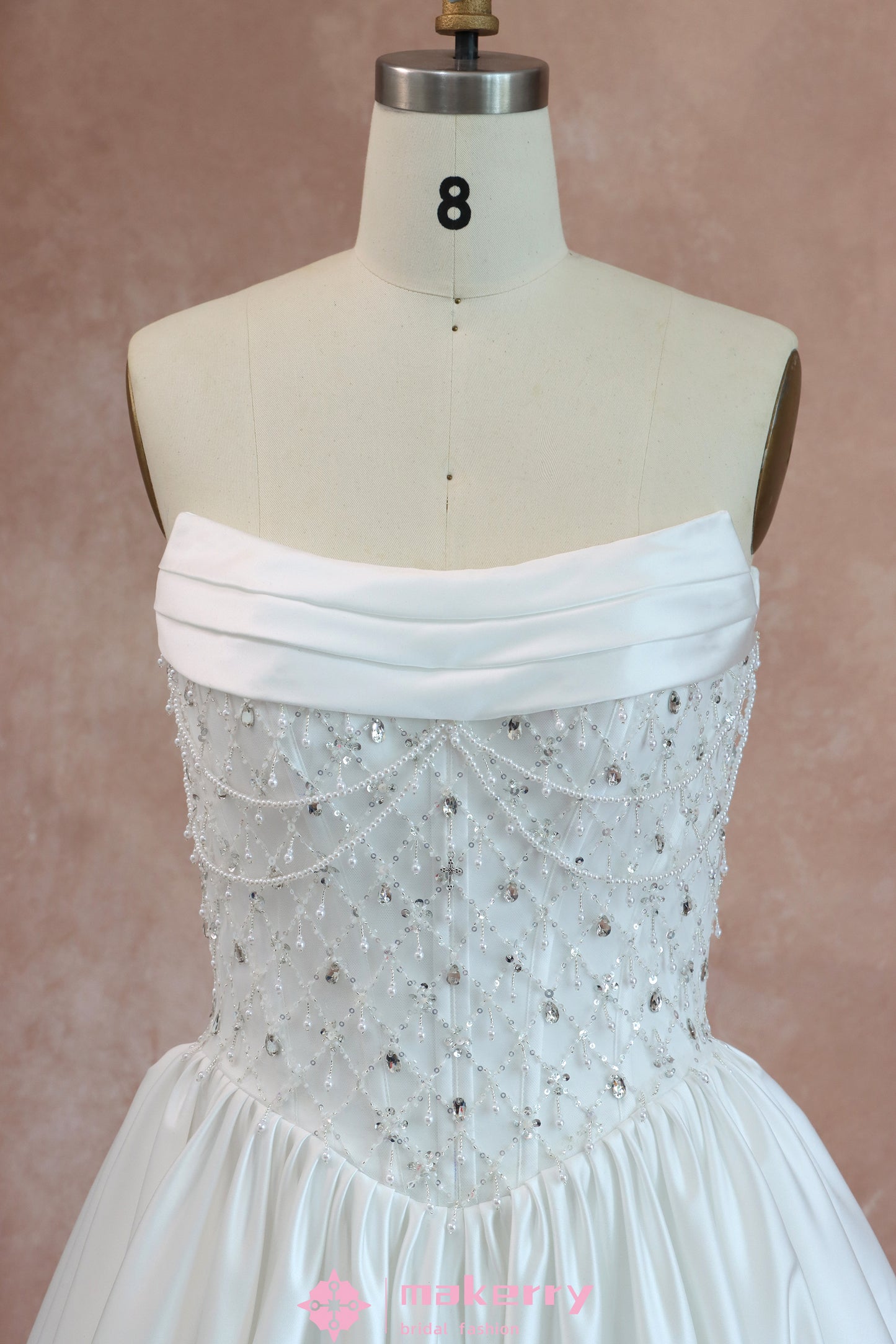 Stunning Duchess Satin Wedding Dresses With Beads