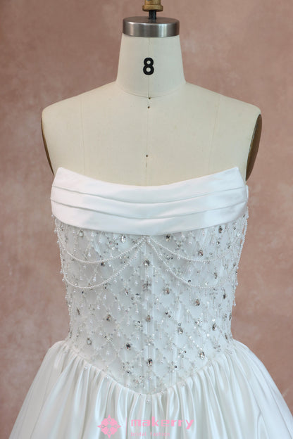 Stunning Duchess Satin Wedding Dresses With Beads