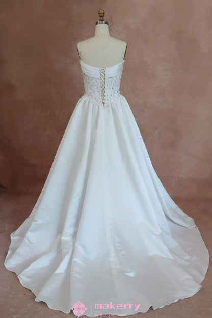 Stunning Duchess Satin Wedding Dresses With Beads