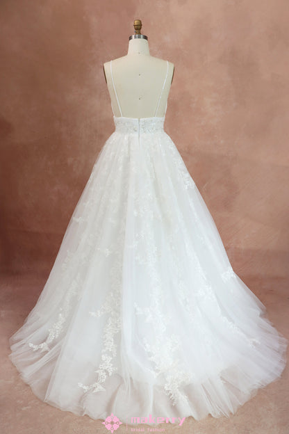 Spaghetti Strap Beautiful Floral Lace Empire A-line Bridal Dress