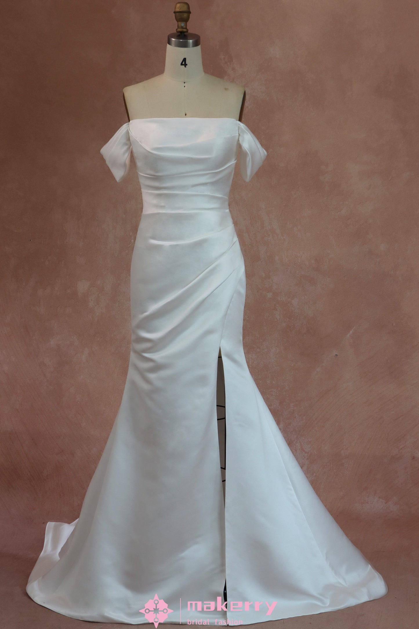 Mermaid Off-The-Shoulder Wedding Gown With A Side Slit