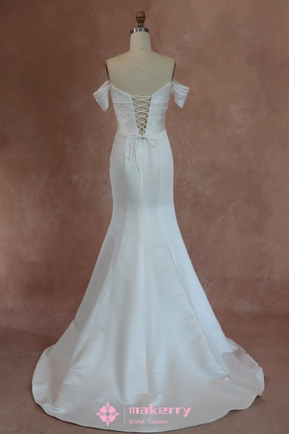 Mermaid Off-The-Shoulder Wedding Gown With A Side Slit