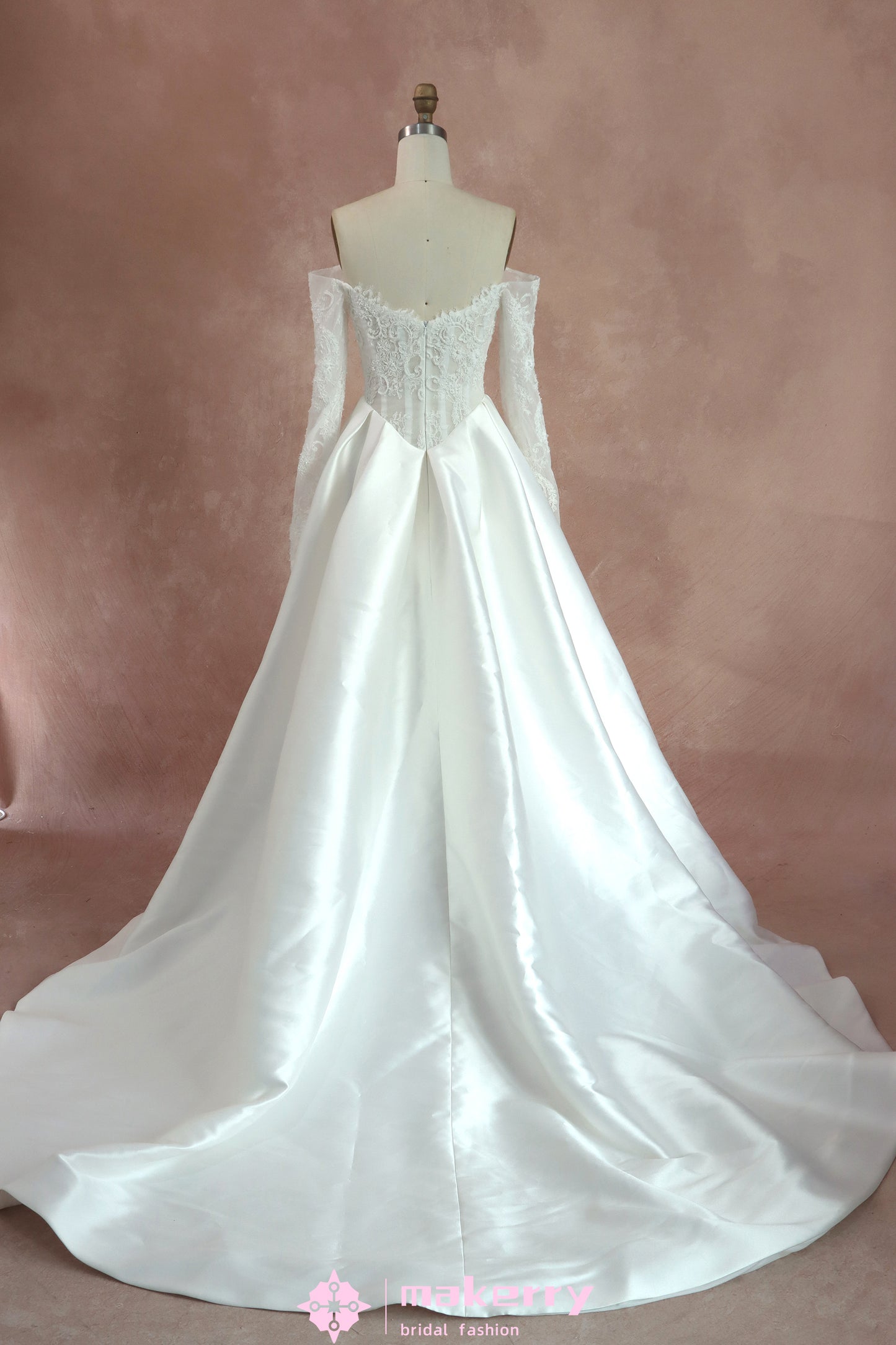 Vintage Mikado Eyelash Lace Bridal Gown With Strapless Scooped Neckline