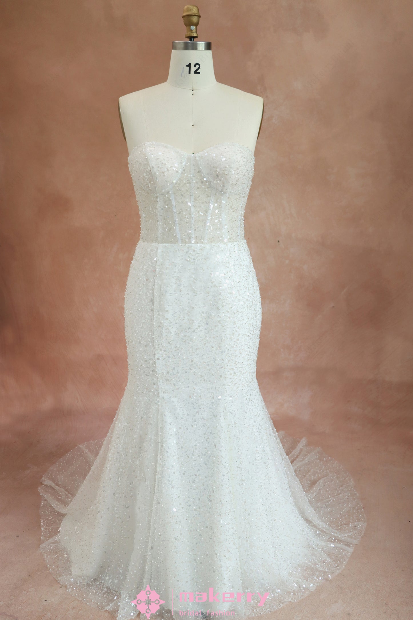 Elegant Beaded Lace Mermaid Wedding Dress With Removable Top