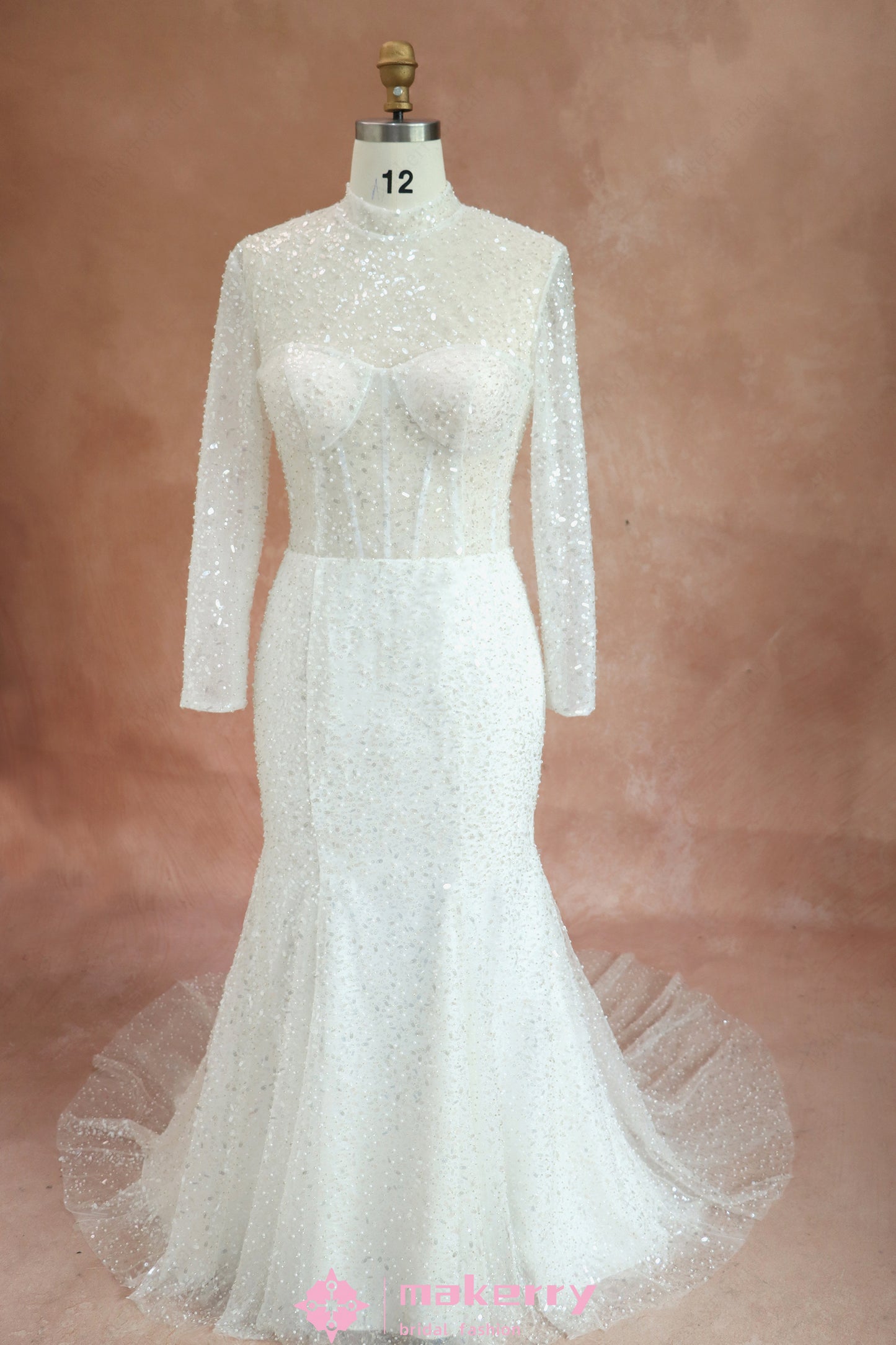 Elegant Beaded Lace Mermaid Wedding Dress With Removable Top