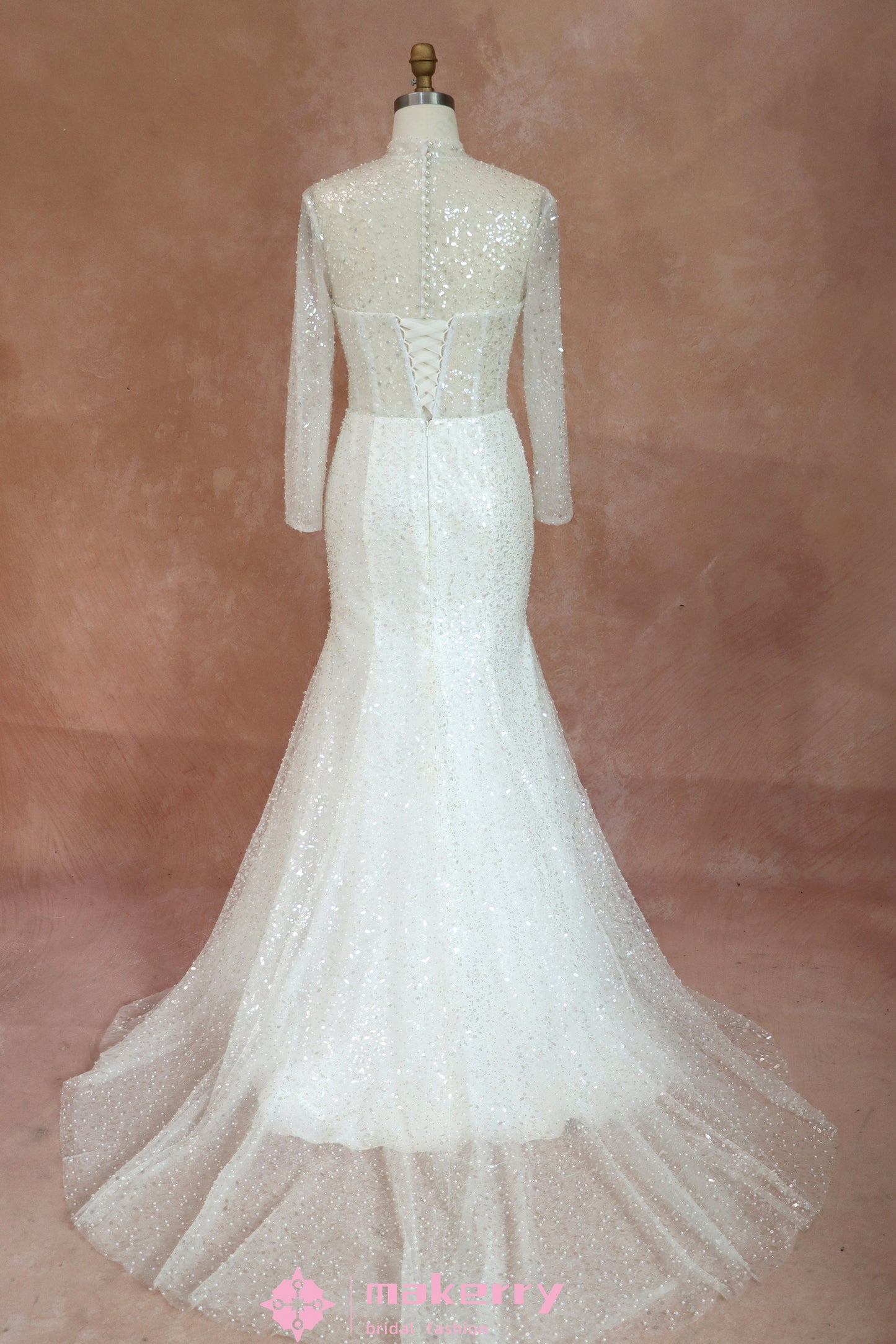 Elegant Beaded Lace Mermaid Wedding Dress With Removable Top