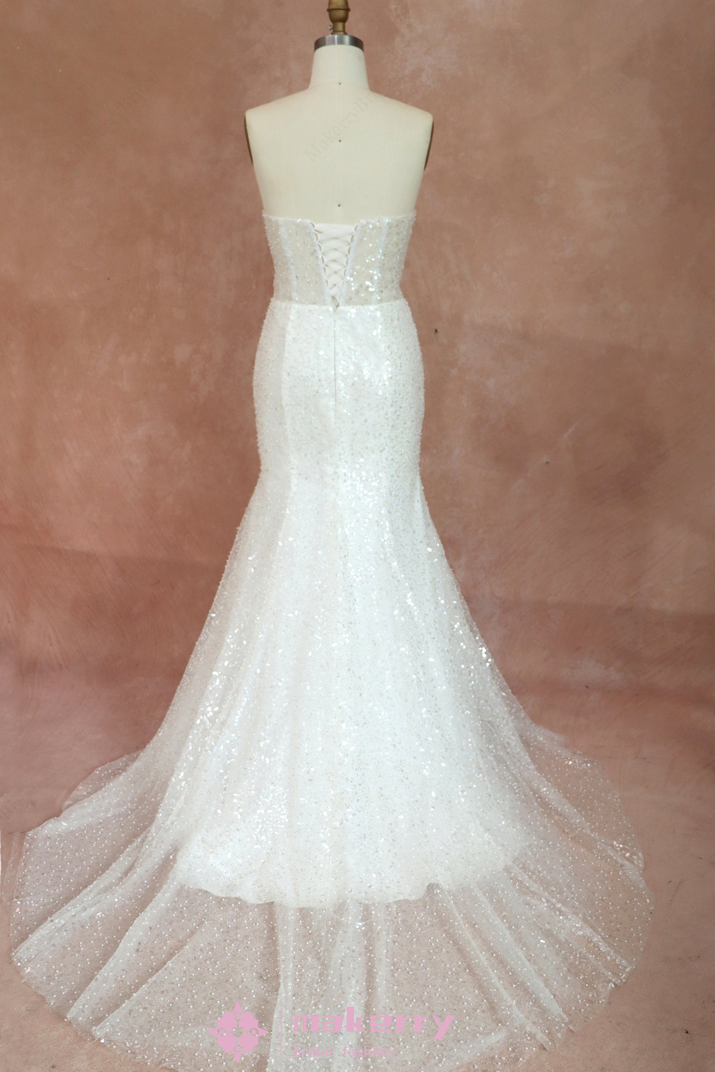 Elegant Beaded Lace Mermaid Wedding Dress With Removable Top