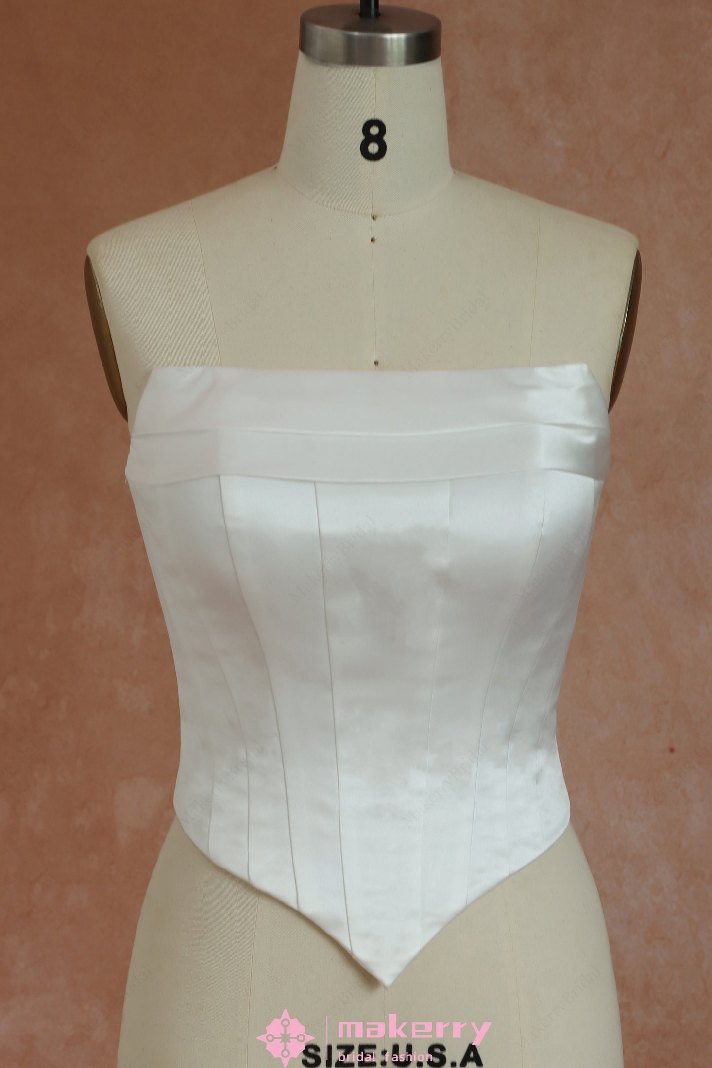 Mini Bridal Dress With A Structured Corset Bodice And Pleated Skirt