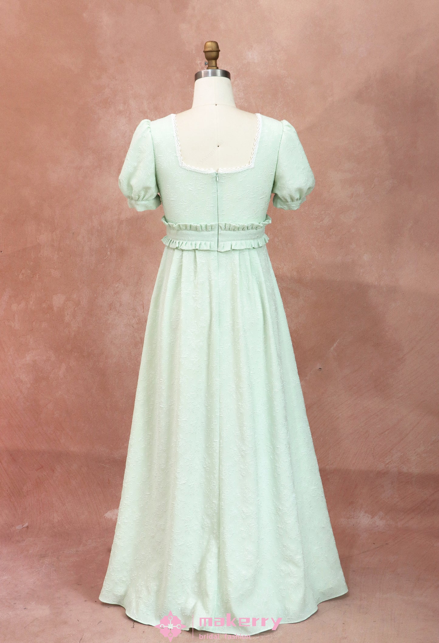 Regency Era Vintage Sage Green Empire Waist Dress