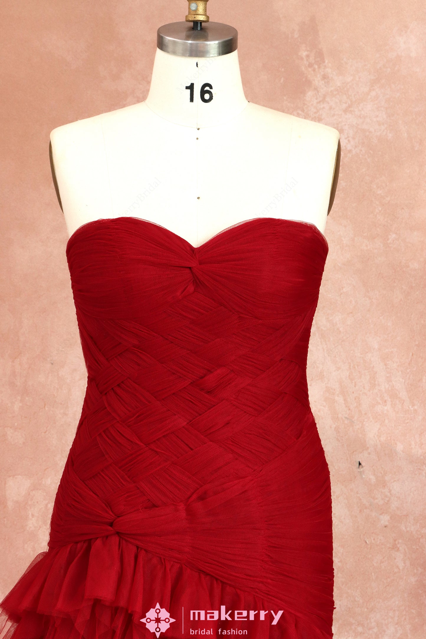 Gothic Burgundy Mermaid Prom Dress With Ruffled Tulle