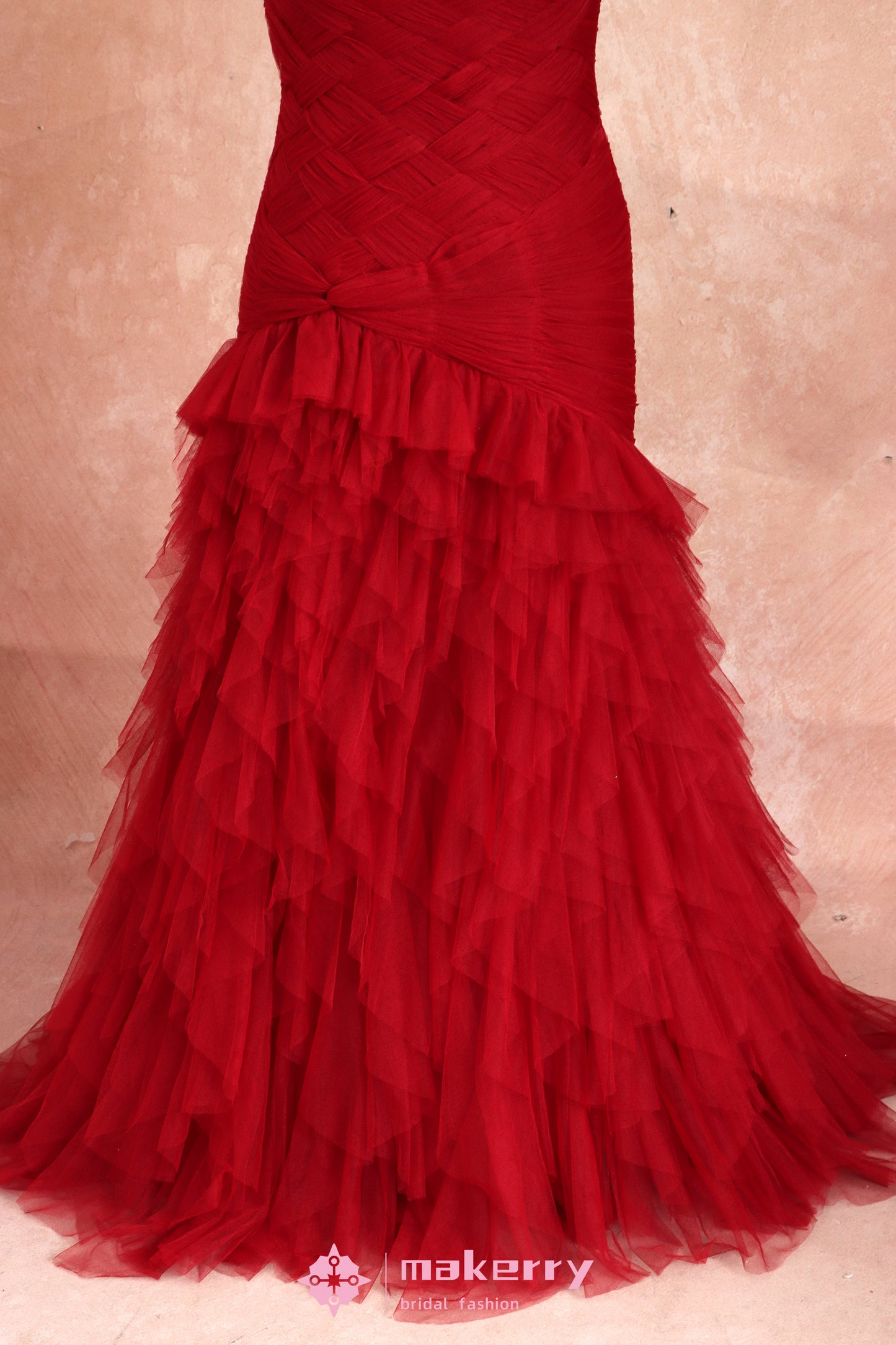 Gothic Burgundy Mermaid Prom Dress With Ruffled Tulle