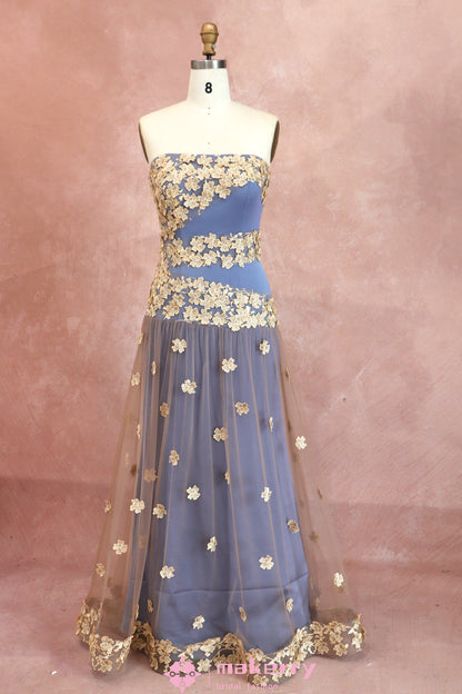3D Floral Lace Applique Wedding Guest Dress