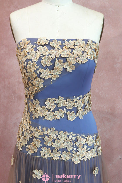 3D Floral Lace Applique Wedding Guest Dress