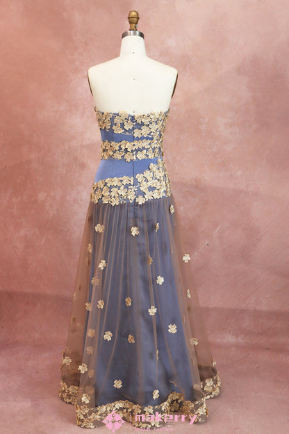 3D Floral Lace Applique Wedding Guest Dress