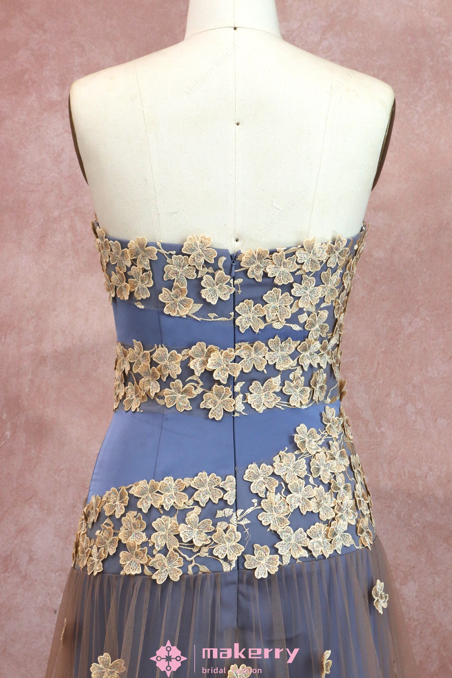 3D Floral Lace Applique Wedding Guest Dress