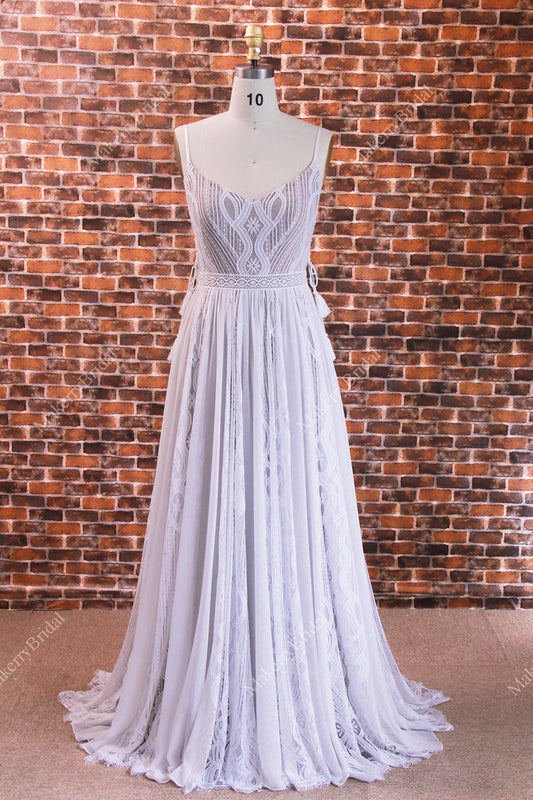 Sexy Lace Bohemian Spaghetti Straps Wedding Dress