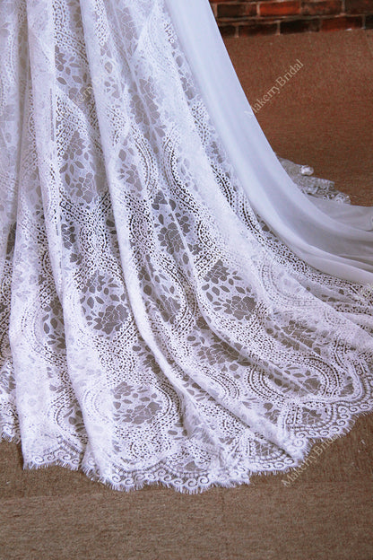 Charming Boho Lace Spaghetti Straps Wedding Dress