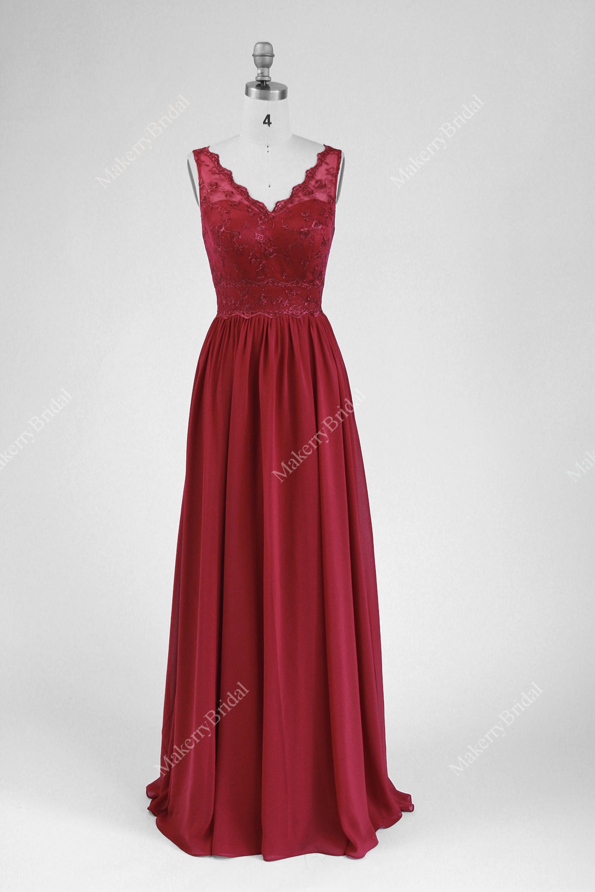 Chiffon Embroidered Lace A-line Bridesmaid Dress