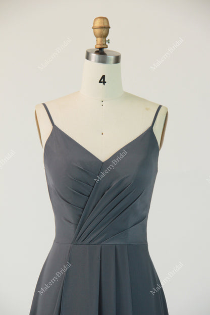 Chiffon A-Line Dress WIith a Crossover Bodice