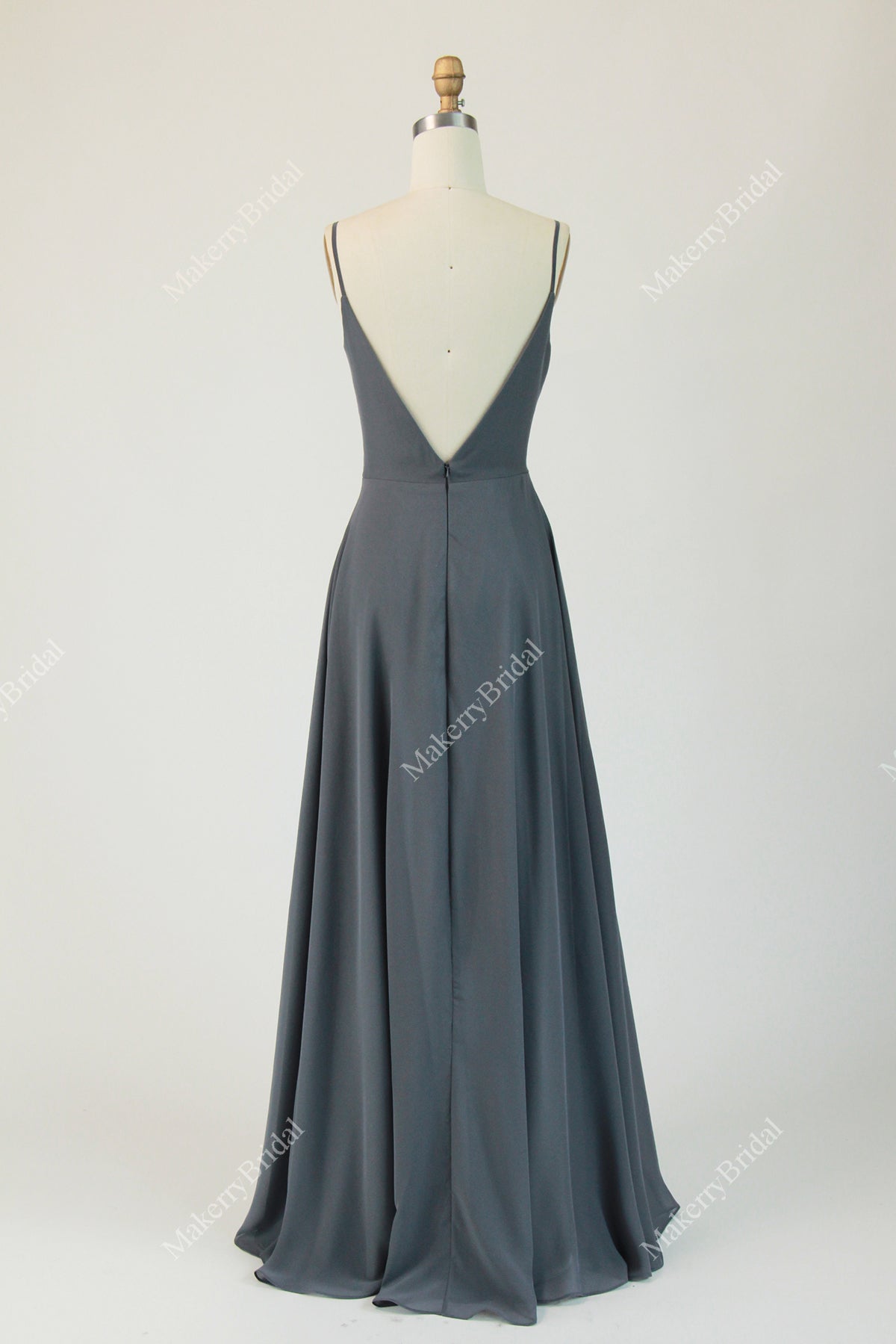 Chiffon A-Line Dress WIith a Crossover Bodice