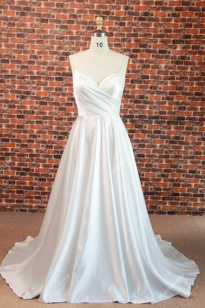 Classic Spaghetti Strap Pockets Wedding Ball Gown