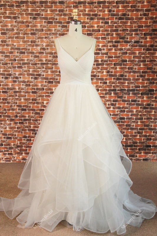 Shimmer Champagne Tulle Layered Wedding gown