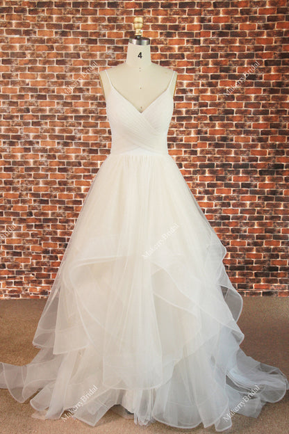 Shimmer Champagne Tulle Layered Wedding gown