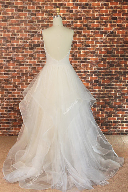 Shimmer Champagne Tulle Layered Wedding gown