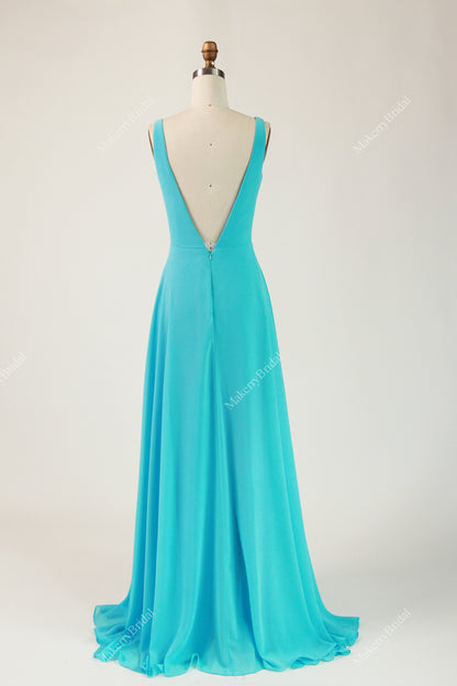 Formal Chiffon Bridesmaid Dress With Open Back