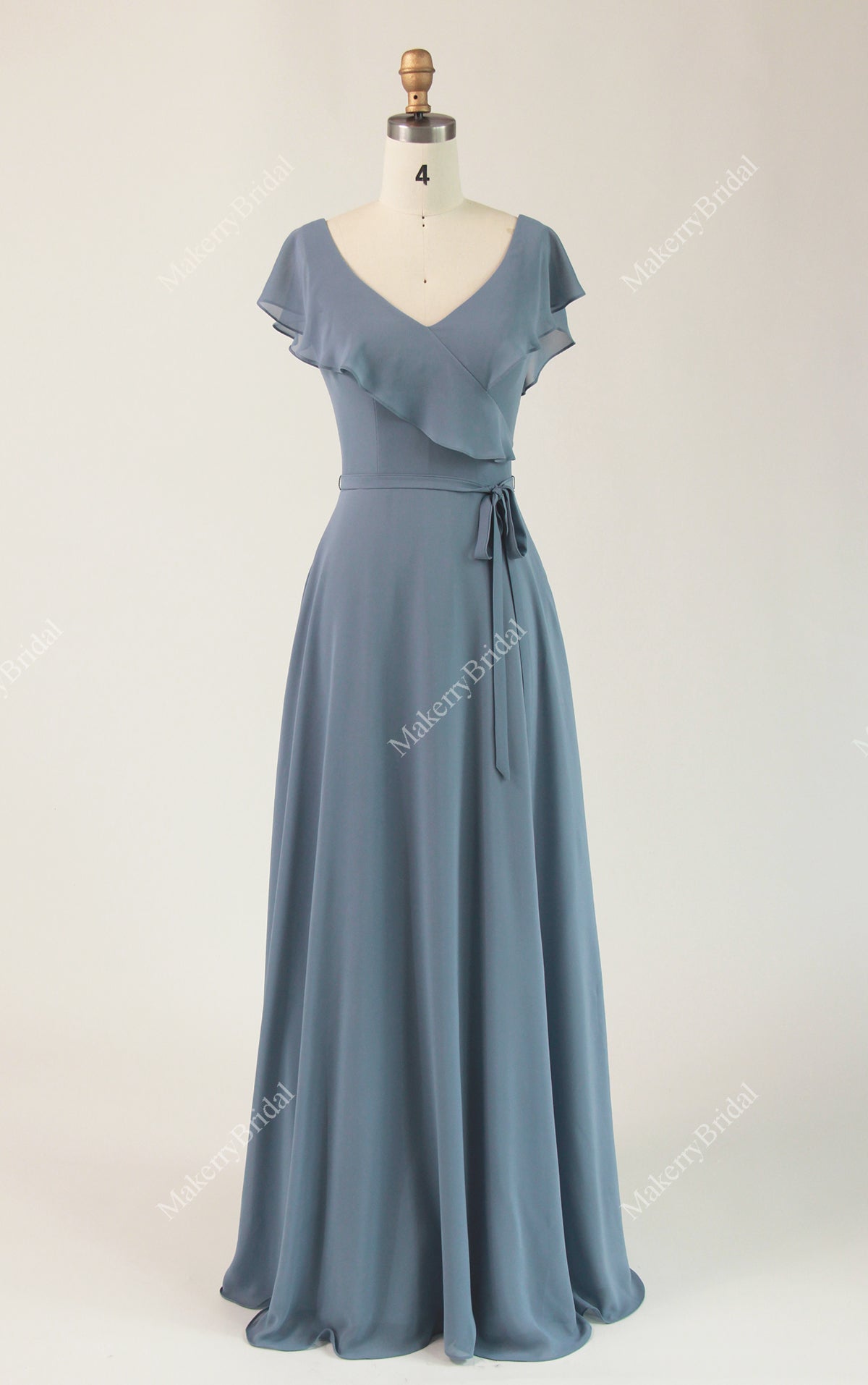 Flutter Sleeve Chiffon Bridesmaid Dress