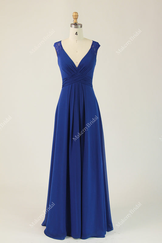 Lace Keyhole Back Chiffon Bridesmaid Dress