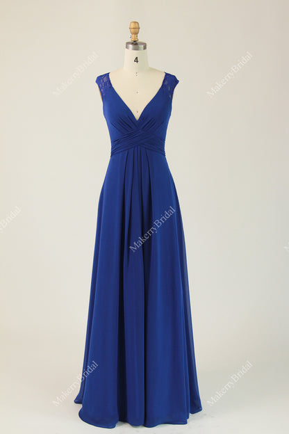 Lace Keyhole Back Chiffon Bridesmaid Dress