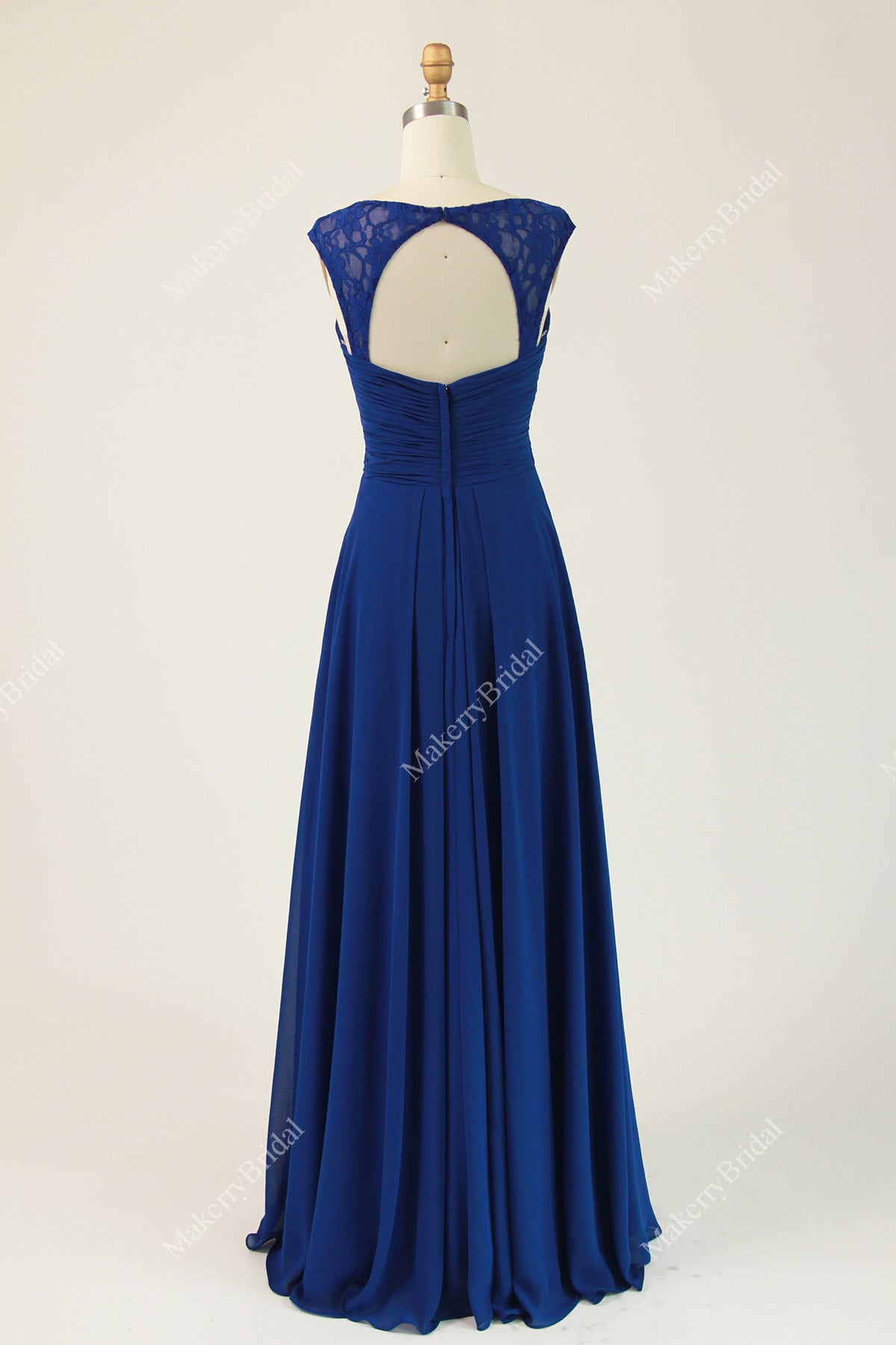 Lace Keyhole Back Chiffon Bridesmaid Dress