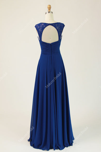 Lace Keyhole Back Chiffon Bridesmaid Dress