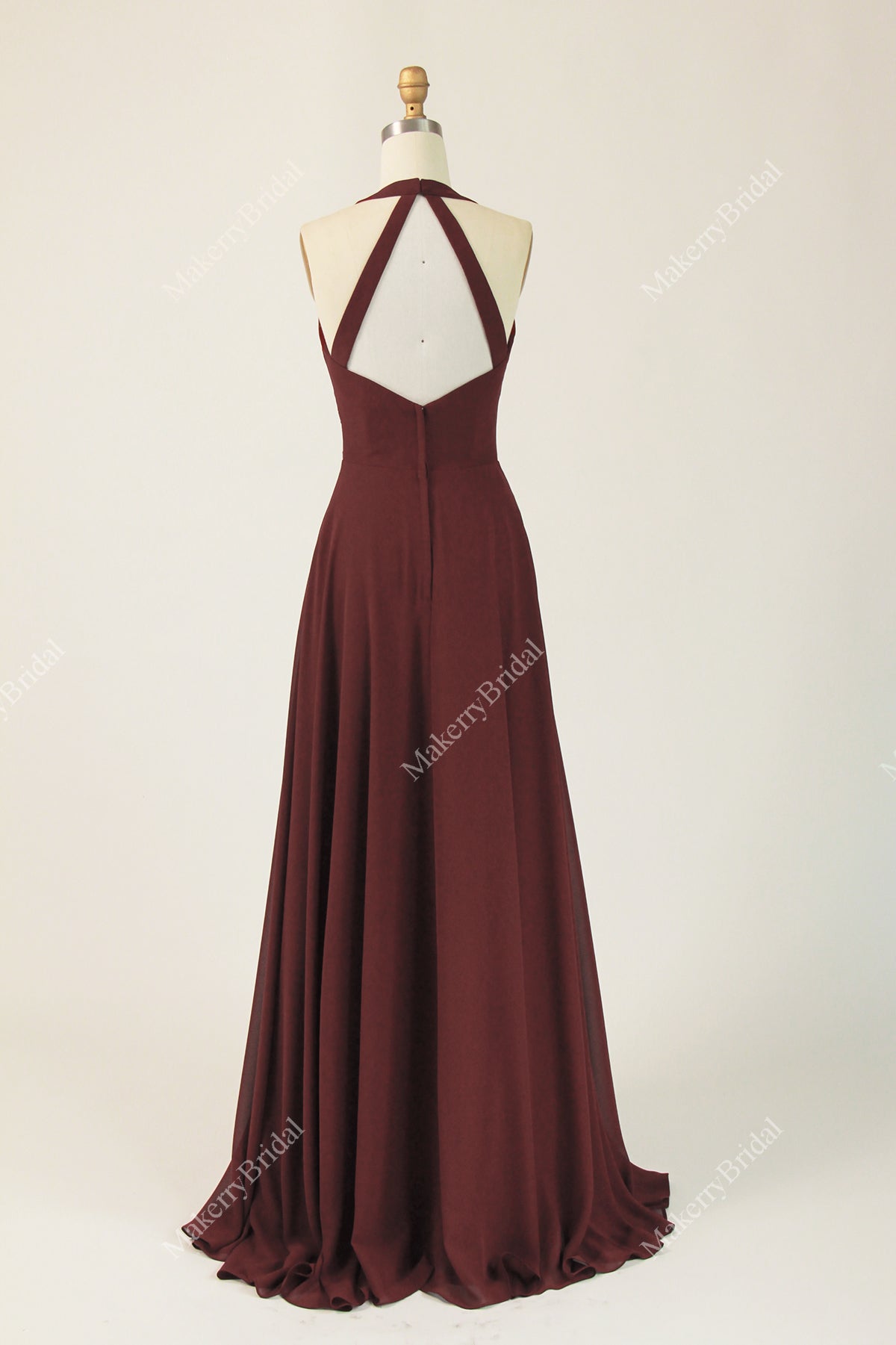 Halter Neck Chiffon Bridesmaid Dress With Pleated Detail Bodice