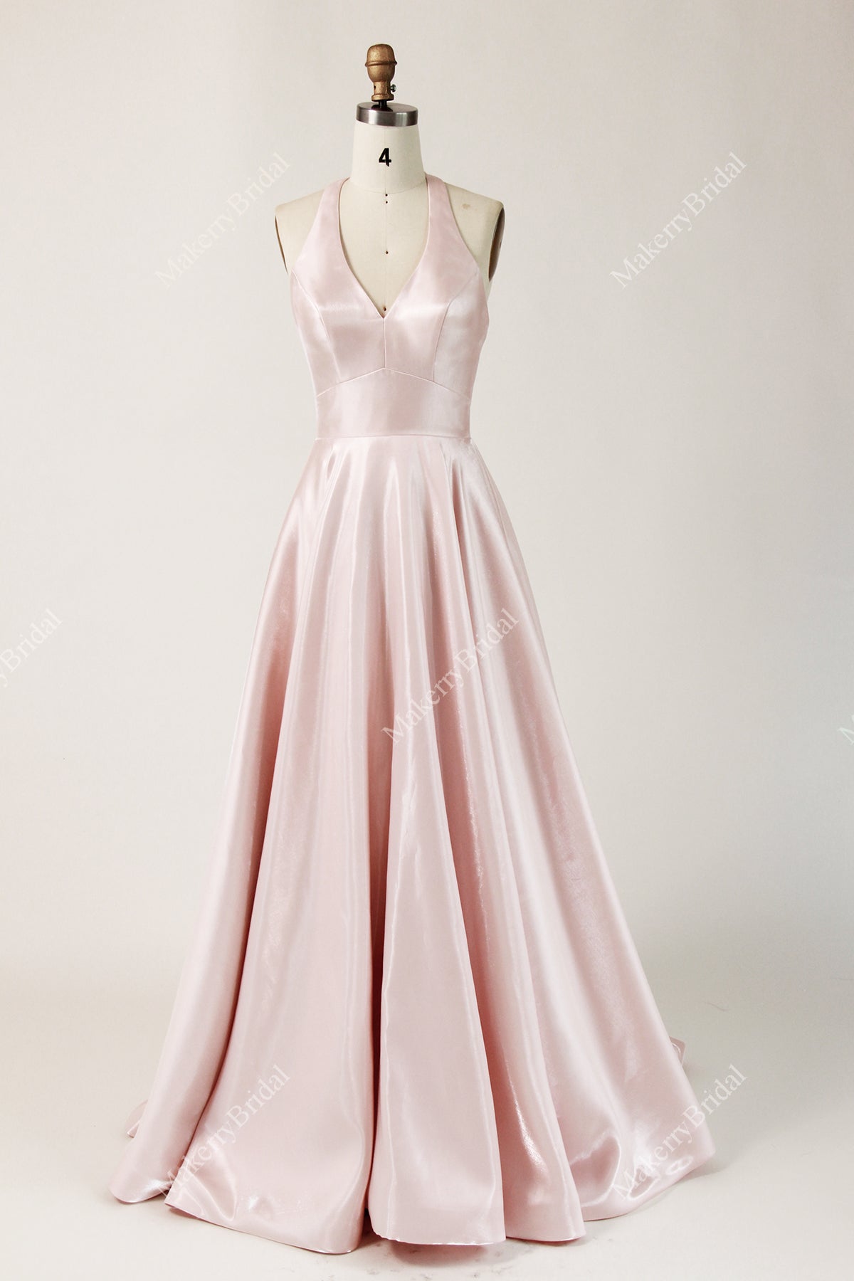 Prom Halter  A-line Moonbeam Satin Gown